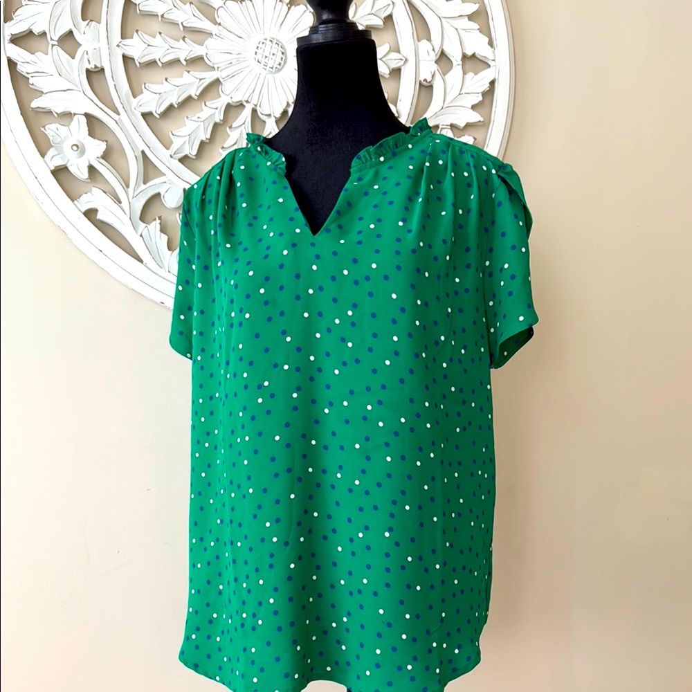 41 Hawthorn Green Polka Dot Blouse